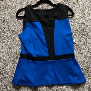 Blue and Black Peplum Top